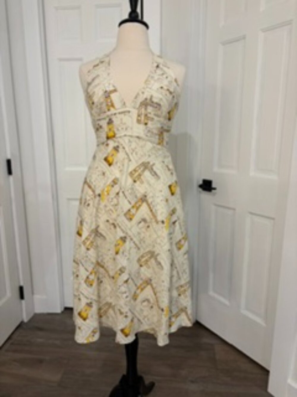 JCrew Vacation Print Halter Dress & matching Cardigan in Ivory Print